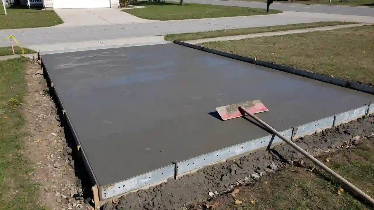 Fresh residential concrete driveway pour